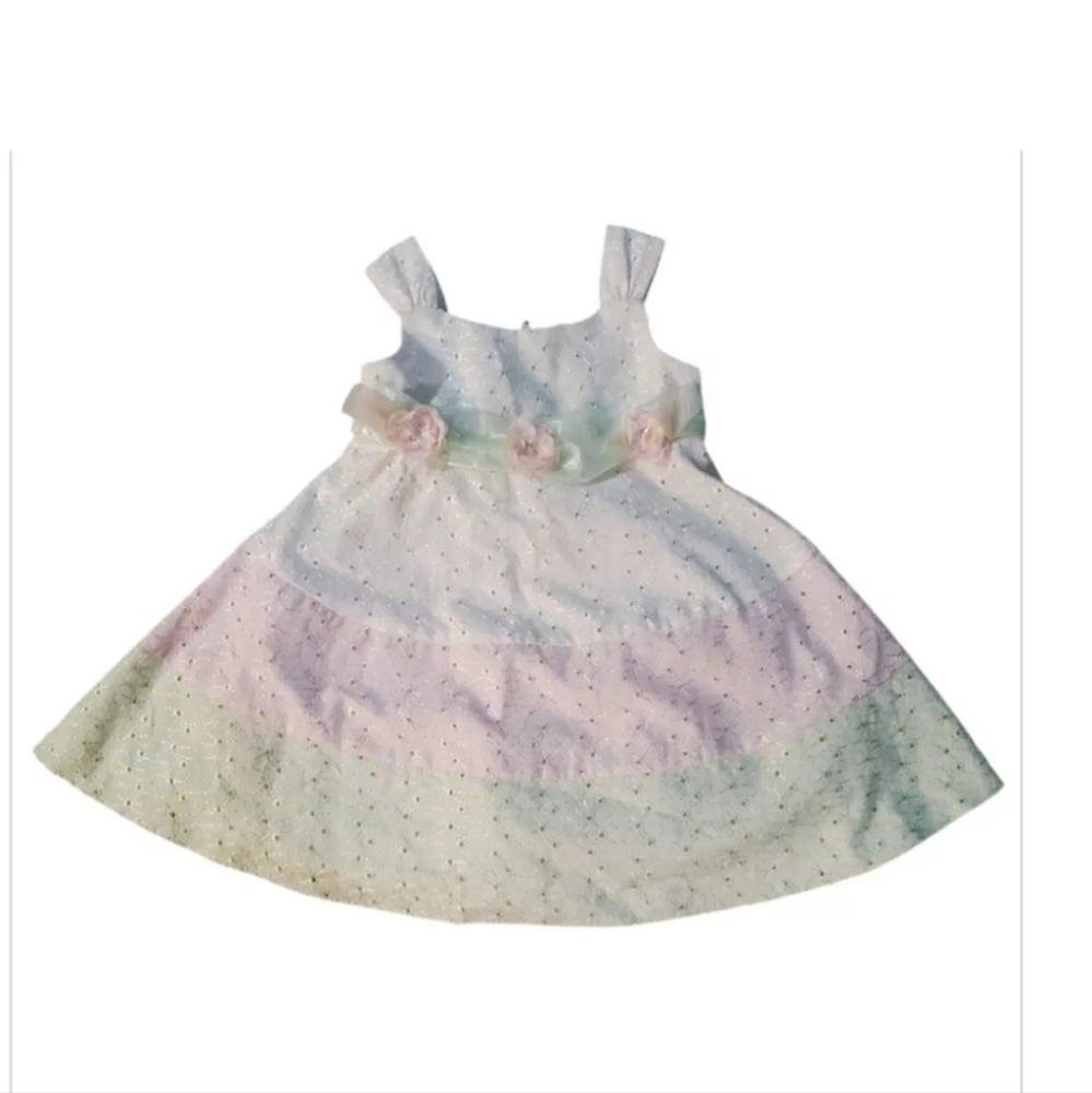 Girls 2T Dress Easter Pastel PINK Summer Slip Eyelet Formal Church Flower Girl